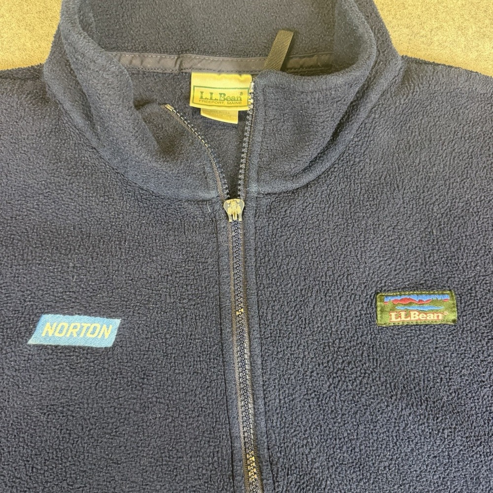 LL Bean Fleece Pullover Womens XL Regular 1/4 Zip Navy Blue USA Made Jacket - Picture 2 of 6